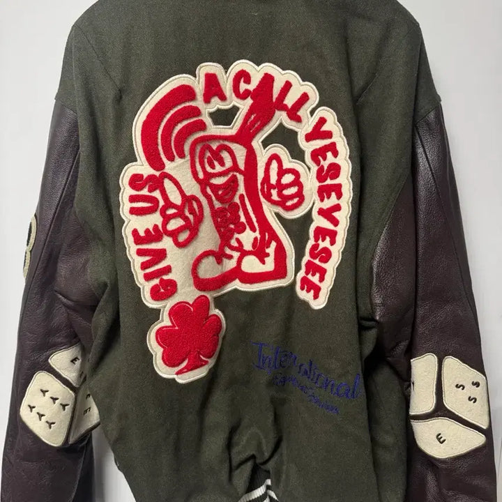 [BUNJANG] YesEyeSee Varsity Jacket Olive / [L] 예스아이씨 바시티 자켓, 올리브