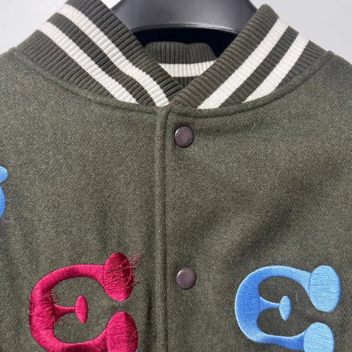 [BUNJANG] YesEyeSee Varsity Jacket Olive / [L] 예스아이씨 바시티 자켓, 올리브