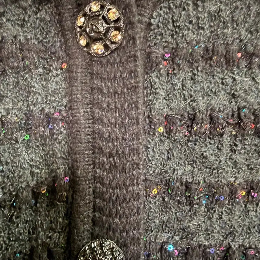 [BUNJANG] MINE Black Tweed Cardigan / MINE 블랙 트위드 가디건