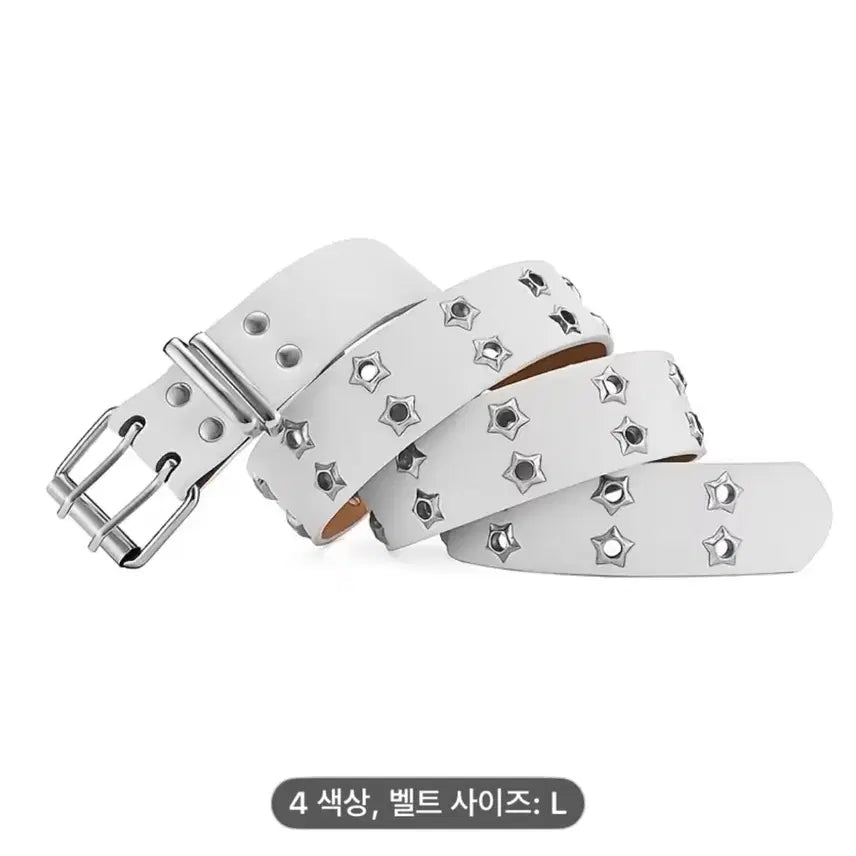 [BUNJANG] Star Eyelet Stud Belt - White / 별 아일렛 스터드 벨트 화이트 새상품