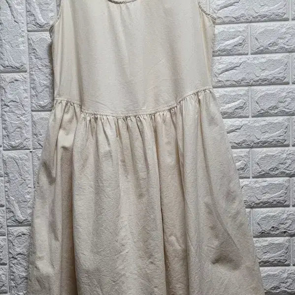 [BUNJANG] Oatmeal Sleeveless 100% Cotton Long Dress / 오트밀 민소매 면100 원피스