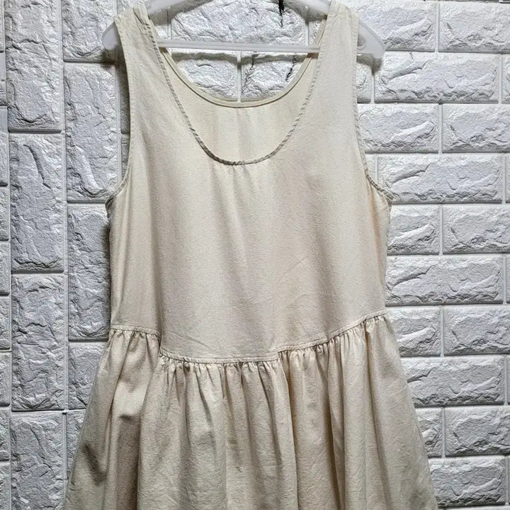 [BUNJANG] Oatmeal Sleeveless 100% Cotton Long Dress / 오트밀 민소매 면100 원피스