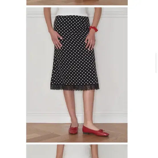 [BUNJANG] Homebody Things Dot Lace Midi Skirt Black / 홈바디띵즈 도트 레이스 스커트 블랙