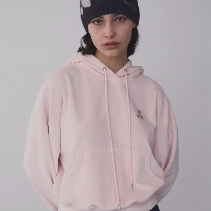 [BUNJANG] Rest &amp; Recreation Pink Velvet Hoodie / 레스트앤레크레이션 핑크 벨벳 후드티