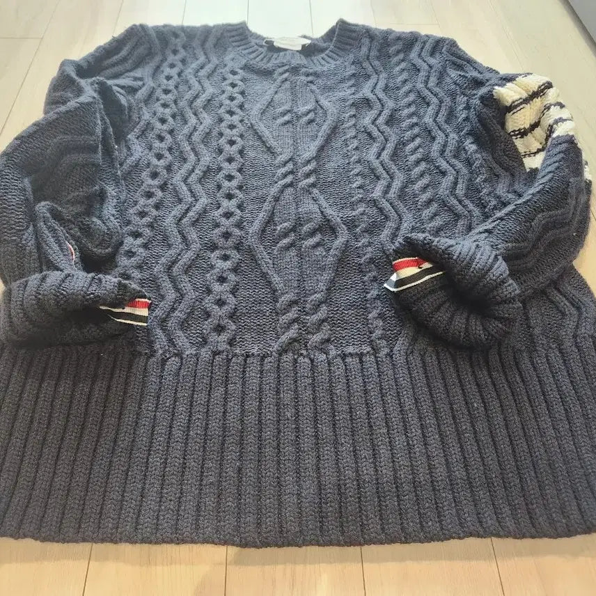 [BUNJANG] Thom Browne Navy Cable Knit Sweater / 톰브라운 네이비 케이블 니트