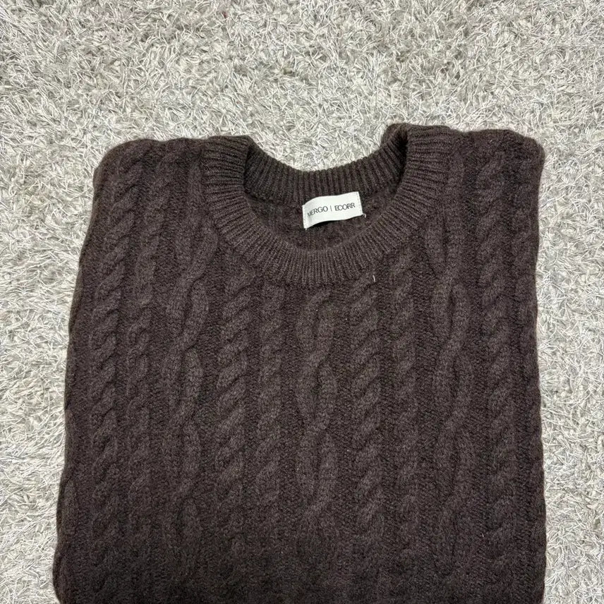 [BUNJANG] ECORR Cable Crop Pullover Brown / [XL] 깡x ECORR 이코르 케이블 크롭 풀오버 브라운