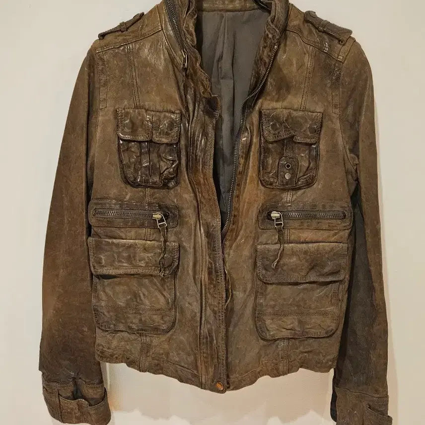 [BUNJANG] Brown Lambskin Leather Jacket / 브라운 양가죽 자켓