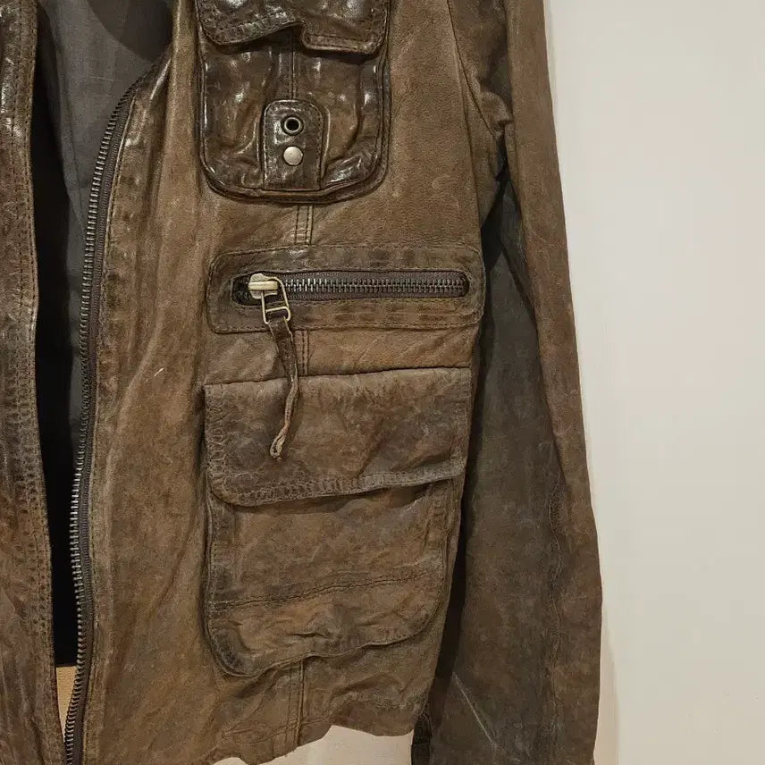 [BUNJANG] Brown Lambskin Leather Jacket / 브라운 양가죽 자켓
