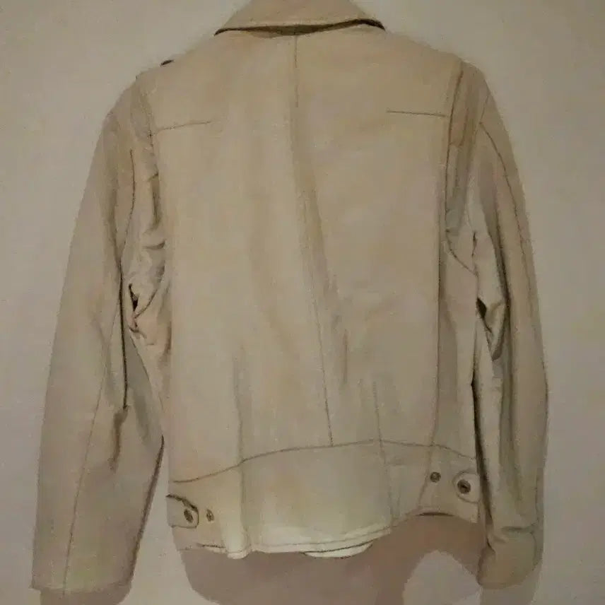 [BUNJANG] Vintage White Leather Jacket / 빈티지 화이트 가죽자켓