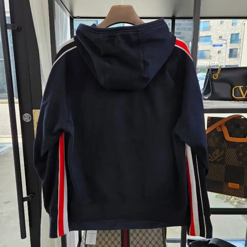 [BUNJANG] Thom Browne RWB Tricolor Stripe Hoodie Navy Size 4 / [정품/4사이즈] 톰브라운 RWB 삼선 스트라이프 후드티 네이비