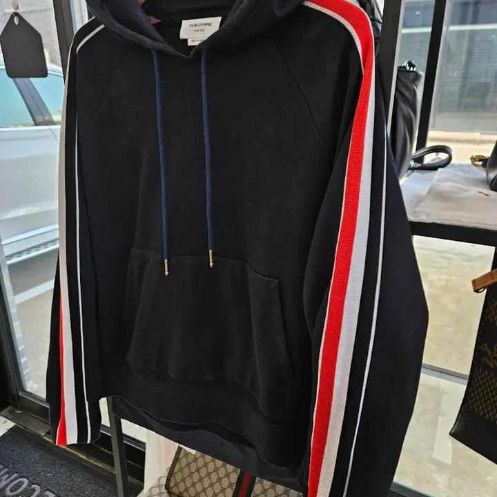 [BUNJANG] Thom Browne RWB Tricolor Stripe Hoodie Navy Size 4 / [정품/4사이즈] 톰브라운 RWB 삼선 스트라이프 후드티 네이비