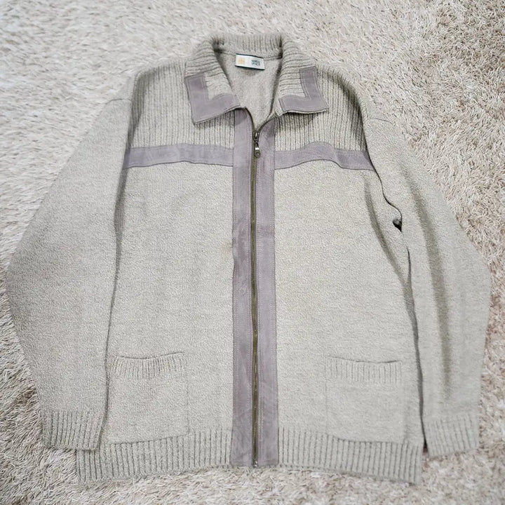 [BUNJANG] Vintage Box Marks & Spencer Leather Accent Knit Zip Jacket (L) / (빈티지박스) 막스앤스펜서 정품 가죽 배색 니트 집업 자켓 L사이즈