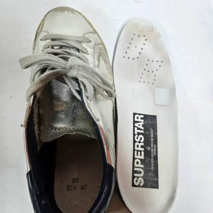 [BUNJANG] Golden Goose GGBD/SSTAR Silver Sneakers (225mm) / 골든구스 GGBD/SSTAR 실버 스니커즈35 225mm