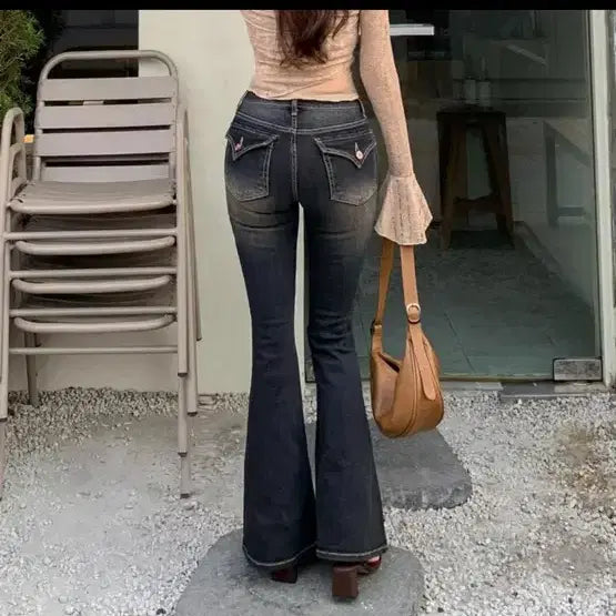 [BUNJANG] Hipnatics Wannabe Muse Normal Day New Rose Bootcut Pants / 에이블리 히프나틱 워너비뮤즈 보통의날 뉴로즈 부츠컷팬츠