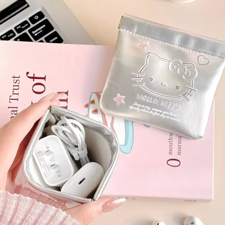 [BUNJANG] Hello Kitty Silver Magnetic One-Touch Pouch / (새상품)헬로키티 실버 자석 원터치 파우치