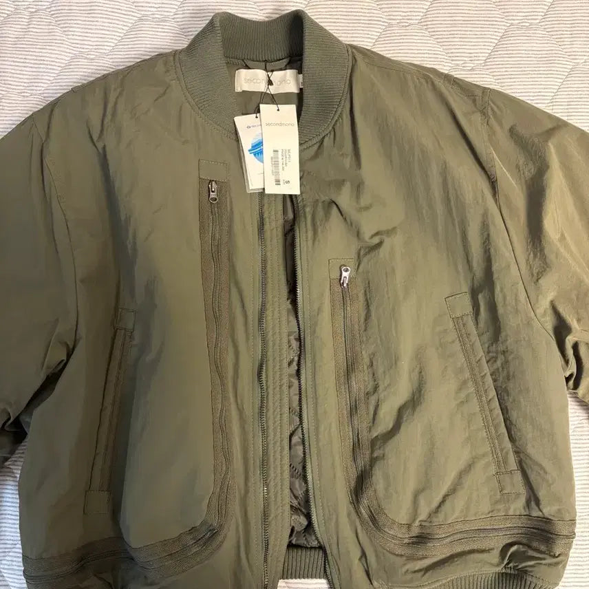 [BUNJANG] Second Monologue Grid MA-1 Bomber Jacket / 세컨모놀로그 그리드 언발 MA-1 봄버 카키 재킷 S 사이즈
