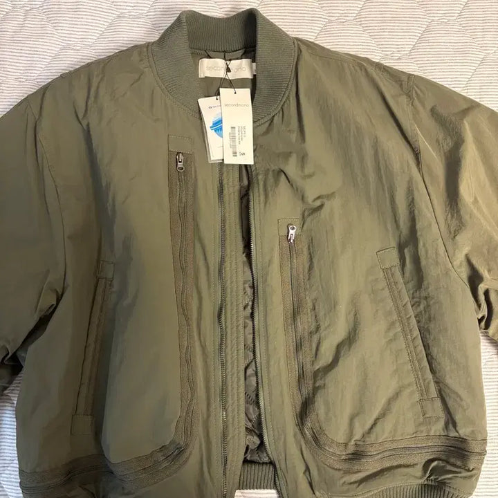 [BUNJANG] Second Monologue Grid MA-1 Bomber Jacket / 세컨모놀로그 그리드 언발 MA-1 봄버 카키 재킷 S 사이즈
