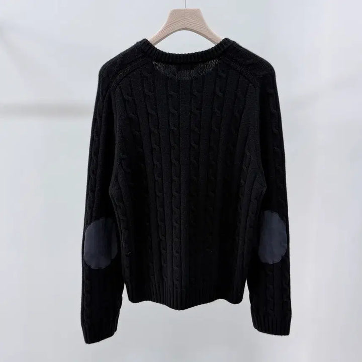 [BUNJANG] Celine Triomphe Cashmere Cable Knit Sweater / [S+급/XL] 셀린느 트리오페 캐시미어 케이블 니트 스웨터 블랙
