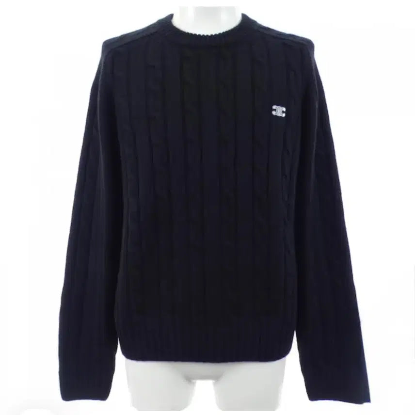 [BUNJANG] Celine Triomphe Cashmere Cable Knit Sweater / [S+급/XL] 셀린느 트리오페 캐시미어 케이블 니트 스웨터 블랙