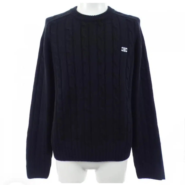 [BUNJANG] Celine Triomphe Cashmere Cable Knit Sweater / [S+급/XL] 셀린느 트리오페 캐시미어 케이블 니트 스웨터 블랙