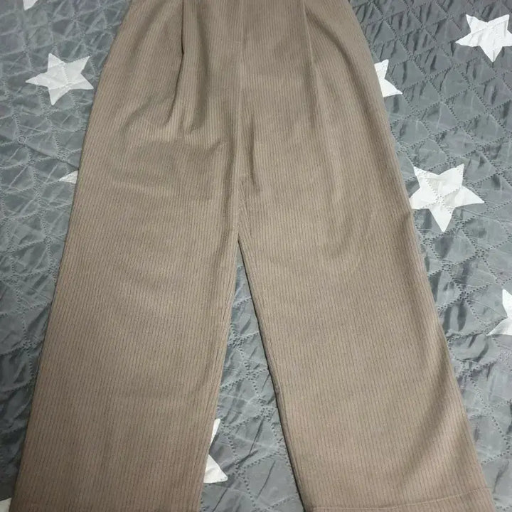 [BUNJANG] Sienne Stripe Pintuck Semi-Wide Slacks Brown / 시엔느 스트라이프 핀턱 세미와이드 슬랙스 브라운 (S)
