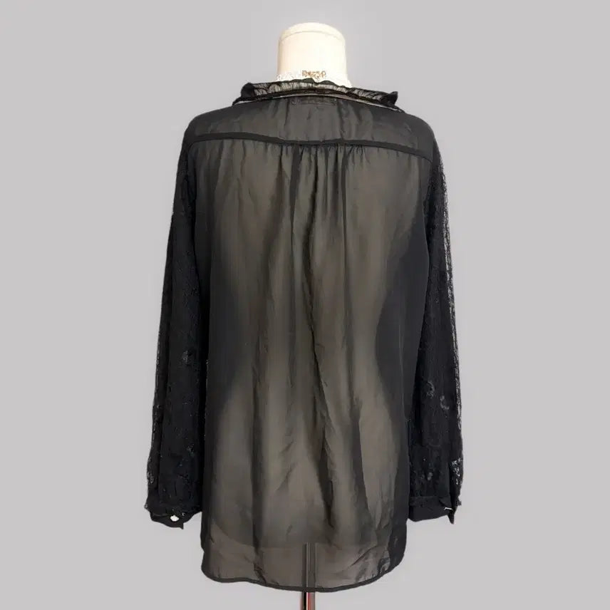 [SOLD OUT] 일본 히메갸루 엑시즈팜 axes femme 블랙 시스루 리본 블라우스