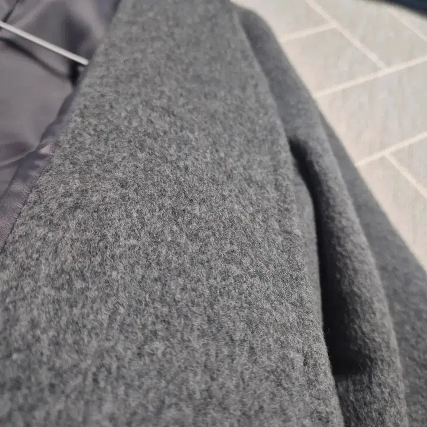 [BUNJANG] Melbon Grey Mink Fur Sleeve Long Coat / 멜본 그레이 밍크퍼 소매 롱 코트