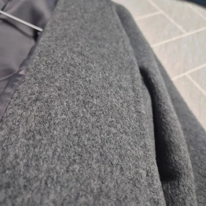 [BUNJANG] Melbon Grey Mink Fur Sleeve Long Coat / 멜본 그레이 밍크퍼 소매 롱 코트
