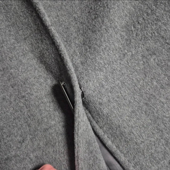 [BUNJANG] Melbon Grey Mink Fur Sleeve Long Coat / 멜본 그레이 밍크퍼 소매 롱 코트