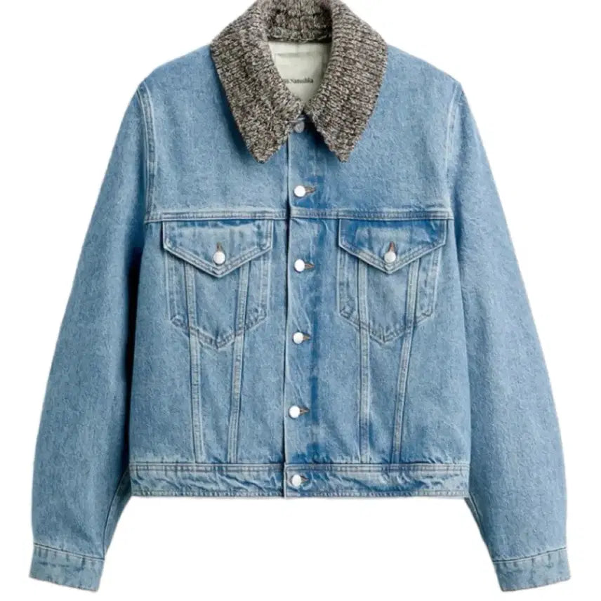 [BUNJANG] Zara Nanushka Denim Jacket Dot Collar Blue (L) / [L] 자라 x 나누시카 데님 자켓 닷 칼라 블루 Nanushka