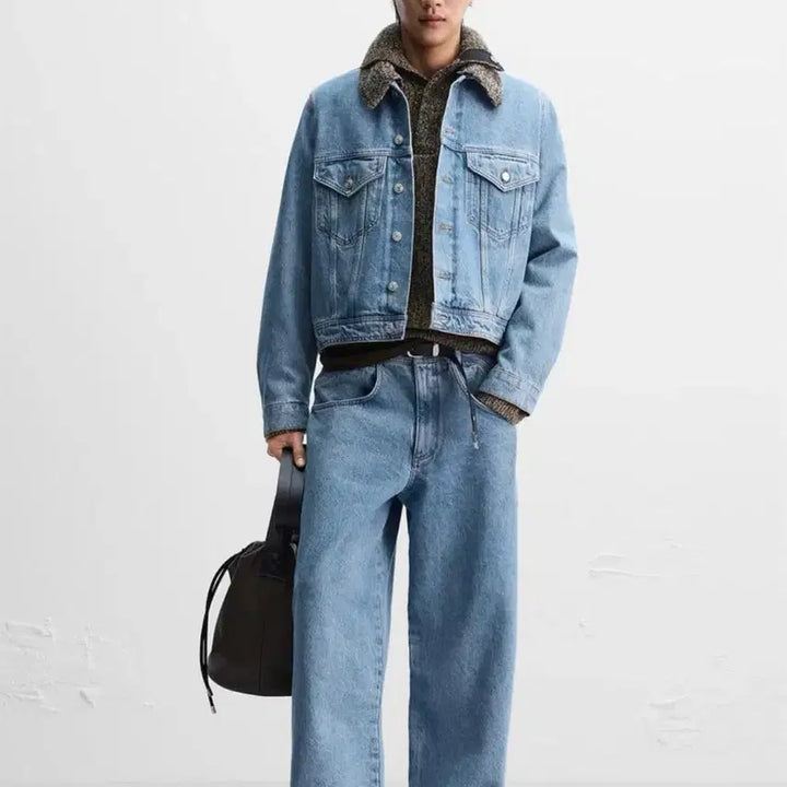 [BUNJANG] Zara Nanushka Denim Jacket Dot Collar Blue (L) / [L] 자라 x 나누시카 데님 자켓 닷 칼라 블루 Nanushka