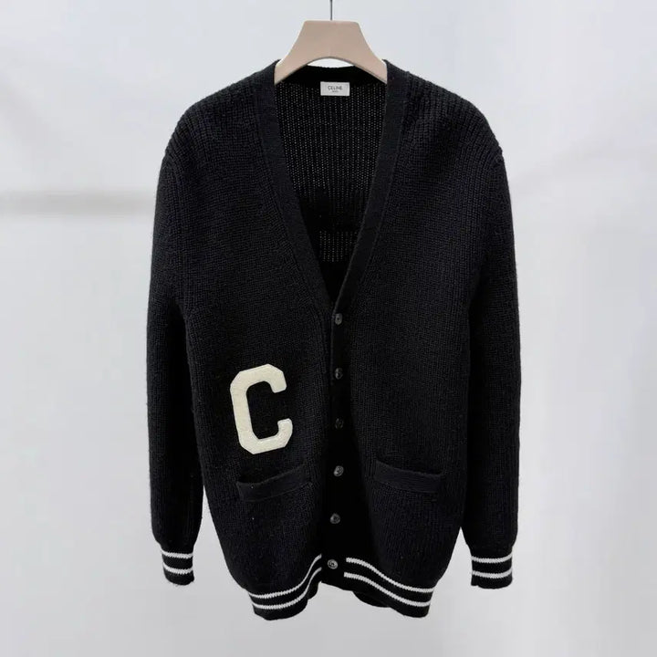 [SOLD OUT] [S+급/M] 24FW 셀린느 C로고 컬리지 가디건 블랙