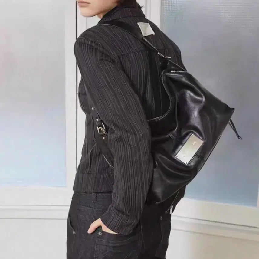 [BUNJANG] Matin Kim Leather Hobo Shoulder Bag (36cm) / 블랙 가죽 호보백 숄더백 마뗑킴 가방(36cm)새상품