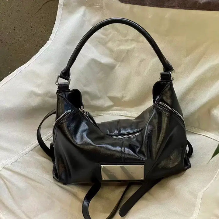 [BUNJANG] Matin Kim Leather Hobo Shoulder Bag (36cm) / 블랙 가죽 호보백 숄더백 마뗑킴 가방(36cm)새상품
