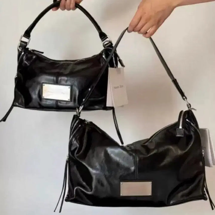 [BUNJANG] Matin Kim Leather Hobo Shoulder Bag (36cm) / 블랙 가죽 호보백 숄더백 마뗑킴 가방(36cm)새상품
