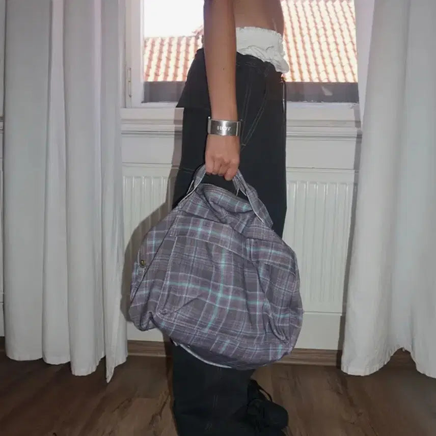 [BUNJANG] Sculptor Three-Way Twill Bag Purple Check / 스컬프터 Three-Way Twill Bag Purple Check