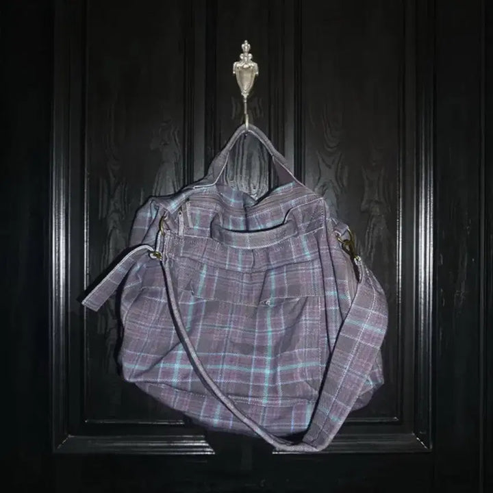 [BUNJANG] Sculptor Three-Way Twill Bag Purple Check / 스컬프터 Three-Way Twill Bag Purple Check