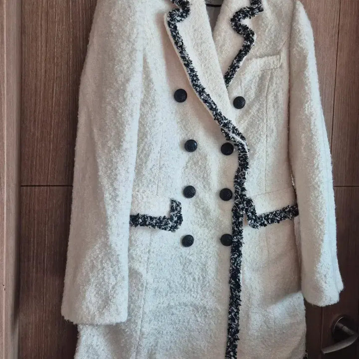 [BUNJANG] Ivory Tweed Double Coat / 아이보리 트위드 자켓 트위드 더블 코트