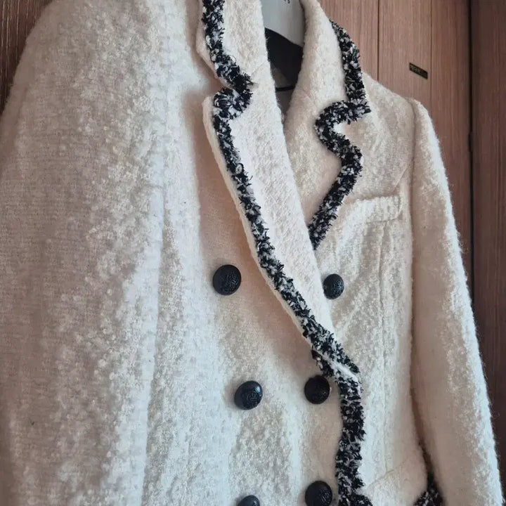 [BUNJANG] Ivory Tweed Double Coat / 아이보리 트위드 자켓 트위드 더블 코트