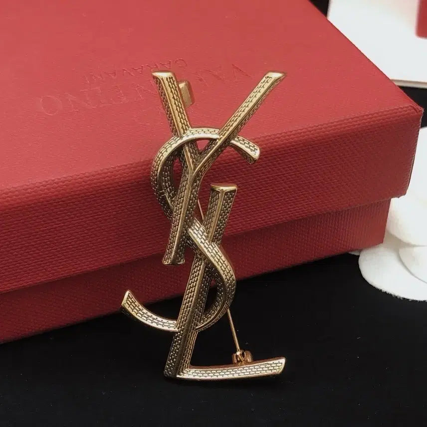 [BUNJANG] Yves Saint Laurent Gold Brooch / 입생로랑 YSL 금장 브로치