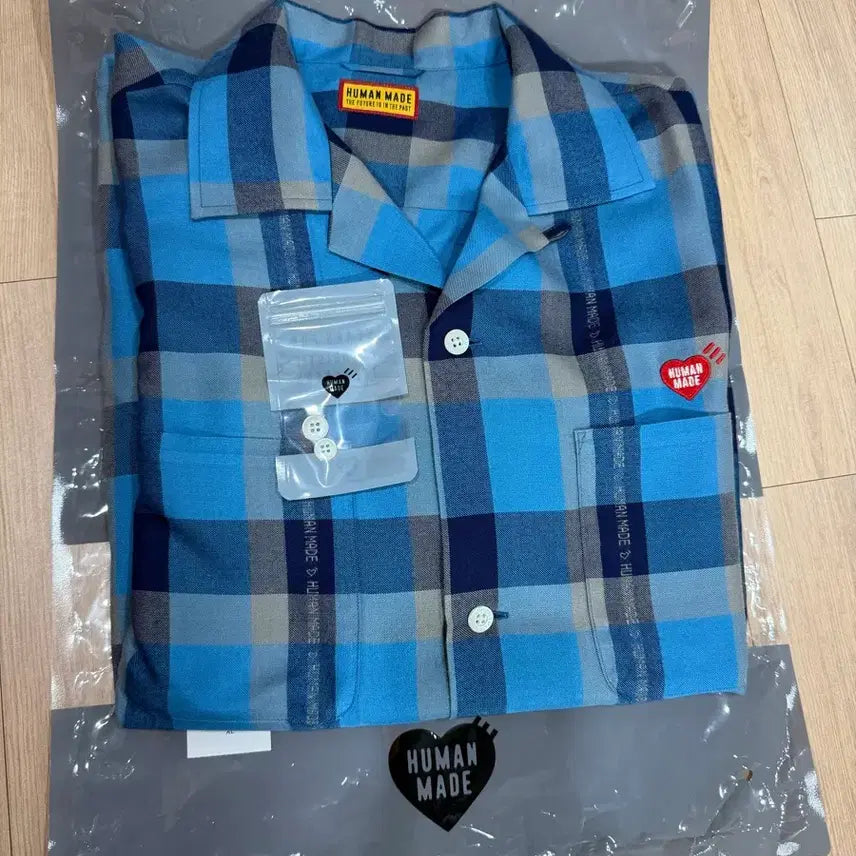 [BUNJANG] Human Made Open Collar Check Shirt Blue / 휴먼 메이드 오픈 칼라 체크 셔츠 블루