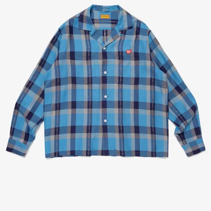 [BUNJANG] Human Made Open Collar Check Shirt Blue / 휴먼 메이드 오픈 칼라 체크 셔츠 블루