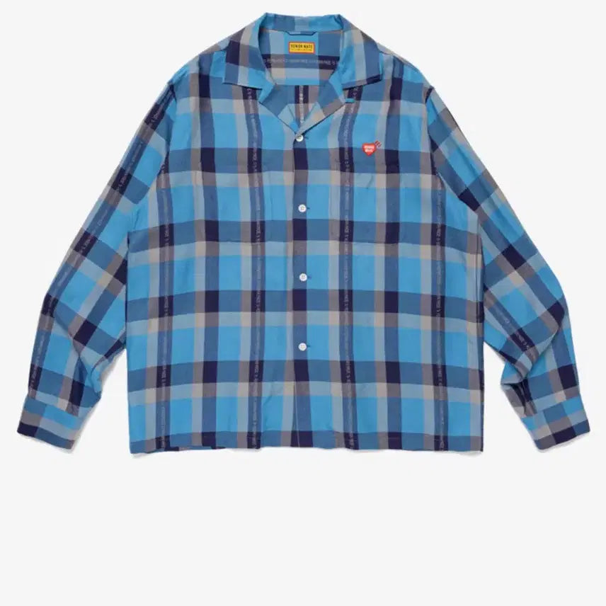 [BUNJANG] Human Made Open Collar Check Shirt Blue / 휴먼 메이드 오픈 칼라 체크 셔츠 블루