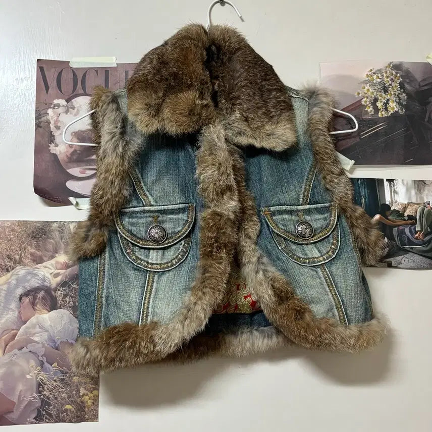 [BUNJANG] Vintage Fur Vest / 빈티지 청자켓 퍼베스트