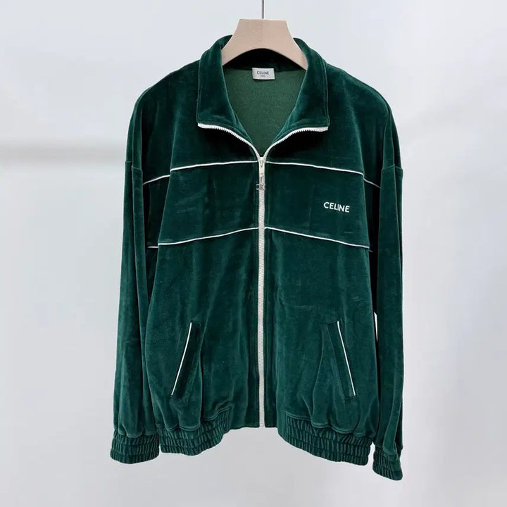 [BUNJANG] Celine Velvet Training Jacket - Green / [S+급/XL] 셀린느 벨벳 트레이닝 자켓 집업 그린
