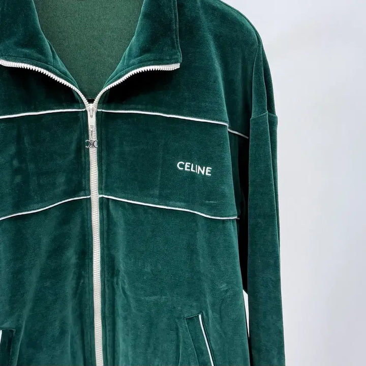 [BUNJANG] Celine Velvet Training Jacket - Green / [S+급/XL] 셀린느 벨벳 트레이닝 자켓 집업 그린