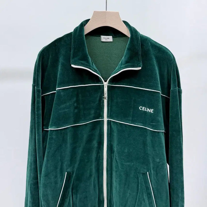 [BUNJANG] Celine Velvet Training Jacket - Green / [S+급/XL] 셀린느 벨벳 트레이닝 자켓 집업 그린