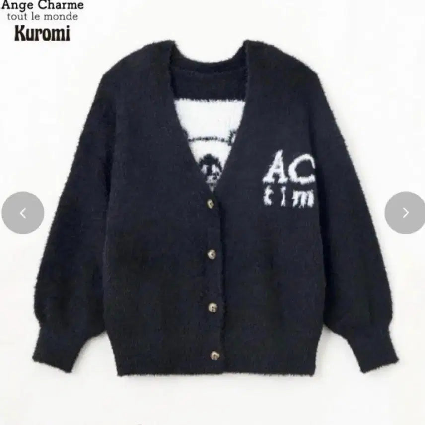 [BUNJANG] Ange Charme Kuromi Knit Cardigan / Ange Charme 산리오 쿠로미 니트 가디건