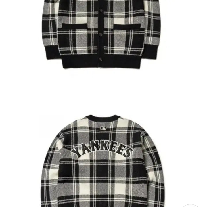 [BUNJANG] MLB NY Check Cardigan Cream L / MLB NY 체크 가디건 크림색 L사이즈