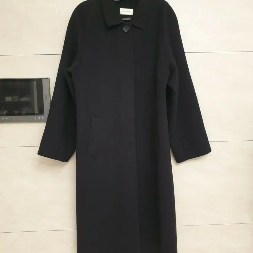 [BUNJANG] BAS STANDARD Black Balmacaan Cashmere Coat / BAS STANDARD 블랙 발마칸 캐시미어 코트(벨트있음)